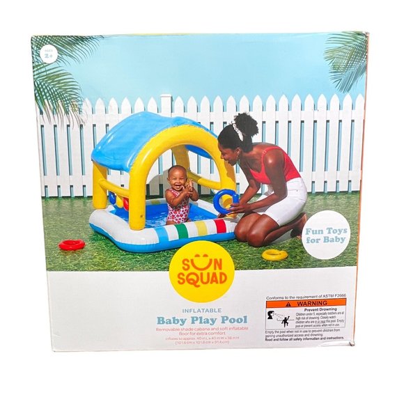 Sun Squad Toys Inflatable Baby Play Pool With Canopy Sun Squad With